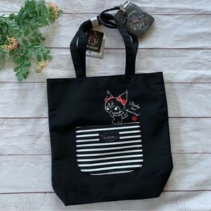 Sanrio Kuromi black tote bag with an ID case